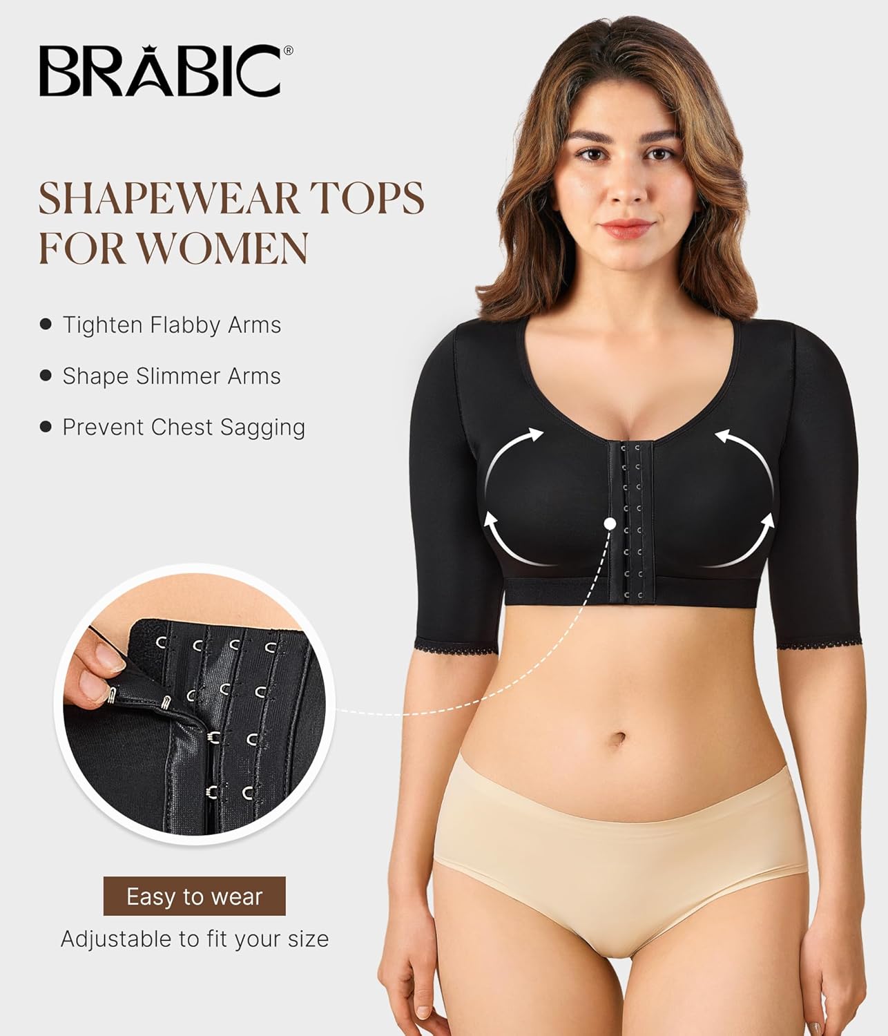 BRABIC Shaper Tops for Women Arm Compression Post Surgery Front Closure Bra Tank Top Shapewear - Image 2