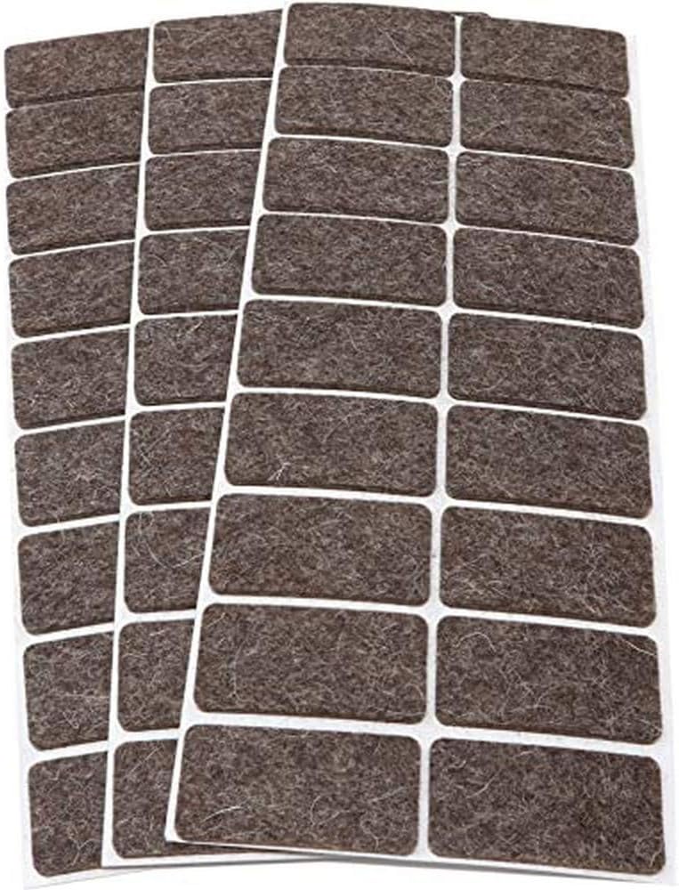 Adsamm® / 54 x self-Adhesive Wool Felt Pads/Brown / 25x50 mm/Rectangular / 3 mm Thick Extra Soft Natural Stick-on Felt Furniture Glides/Furniture Protective Pads