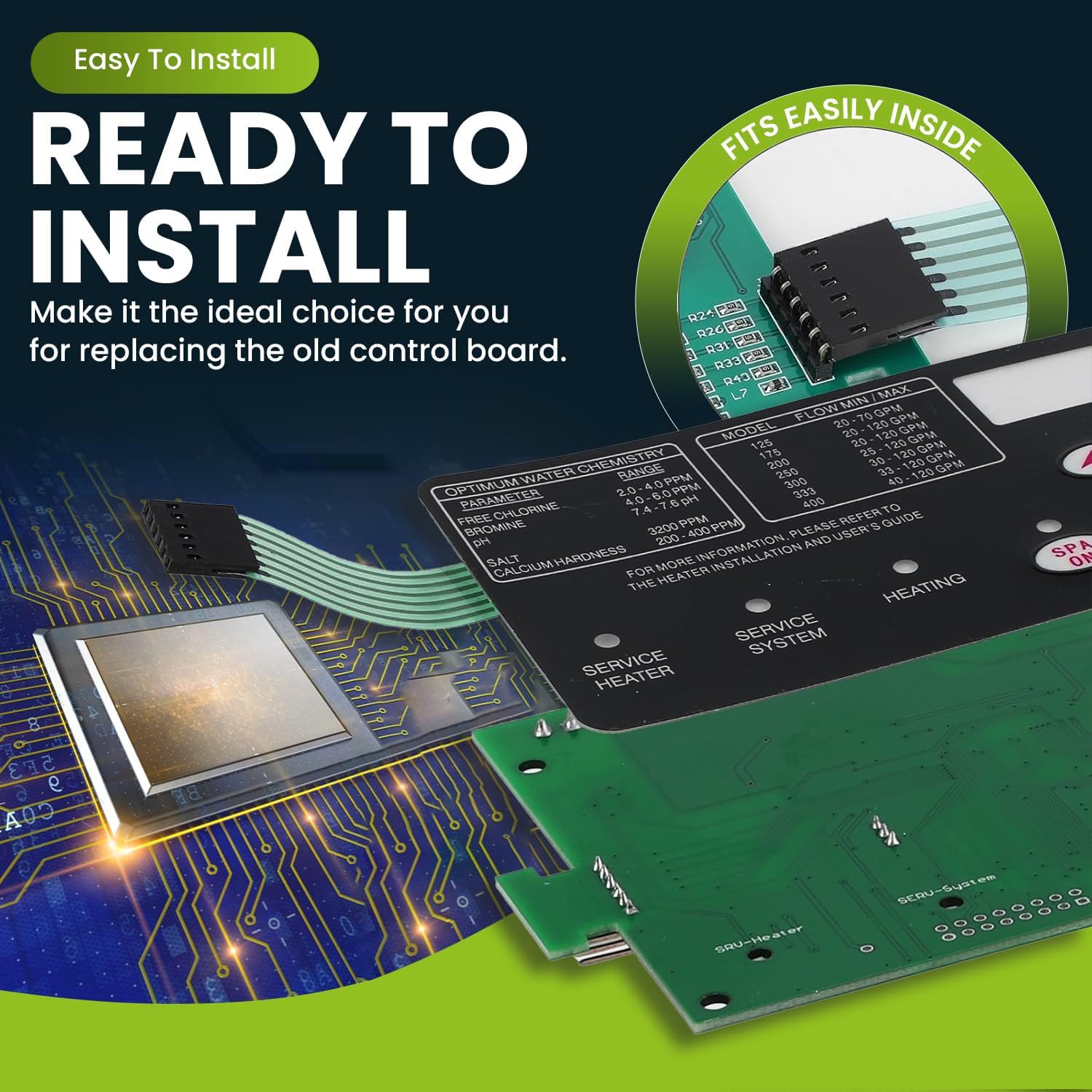 42002-0007S Control Board Kit Replacement with Switch Pad 472610Z Compatible with Pentair Mastertemp Sta-Rite Max-E-Therm Natural Gas Pentair NA and LP Series Pool/Spa Heater Replace# 461105