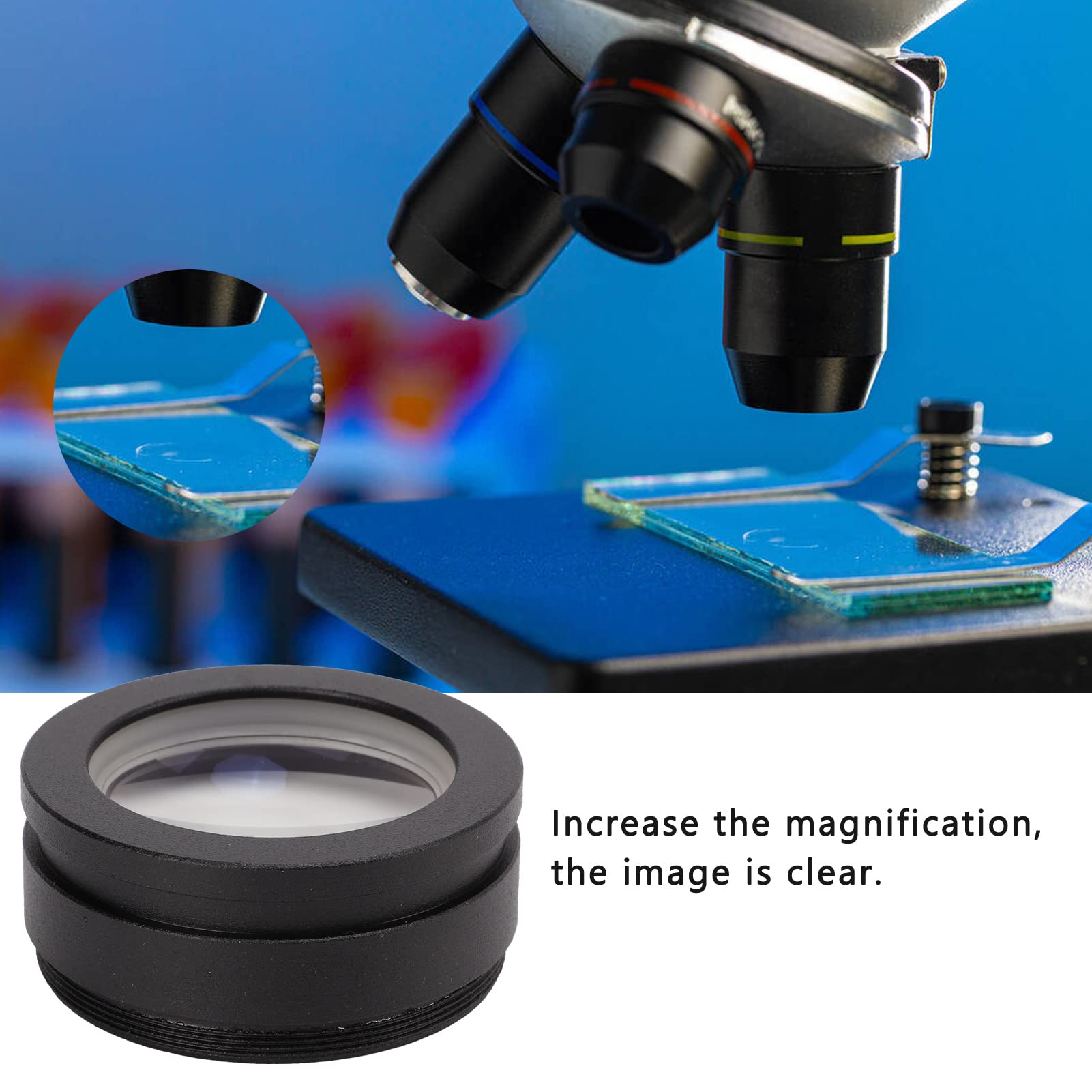 Tyenaza Mikroskopobjektiv, 1,5/2-fach Hilfsobjektiv-Barlow-Linse für Zoom-Stereomikroskop mit Gewinde 48 mm für Trinokularmikroskop(2X)