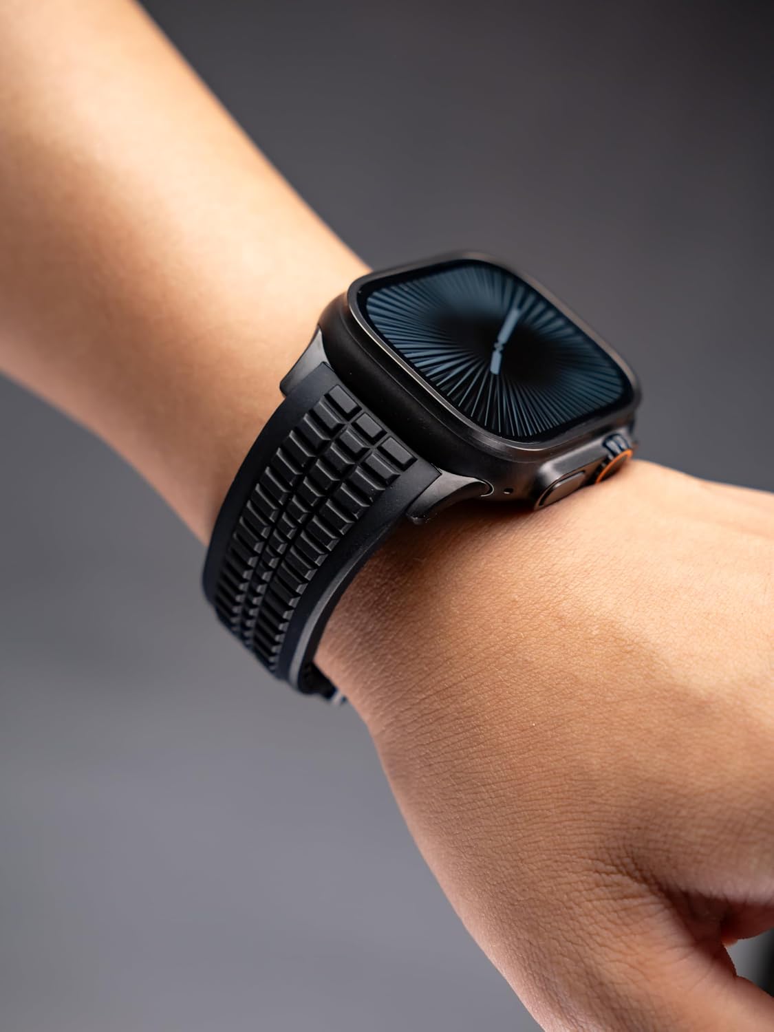 Unfettered Silicone Watch Band Compatible with Apple Watch Ultra 3 / 2 / Ultra / Series 11 10 9 8 7 6 5 4 3 2 1(44mm 45mm 46mm 49mm), Black Sport Band with Folding Buckle, Heavy Duty Rugged Design for Men
