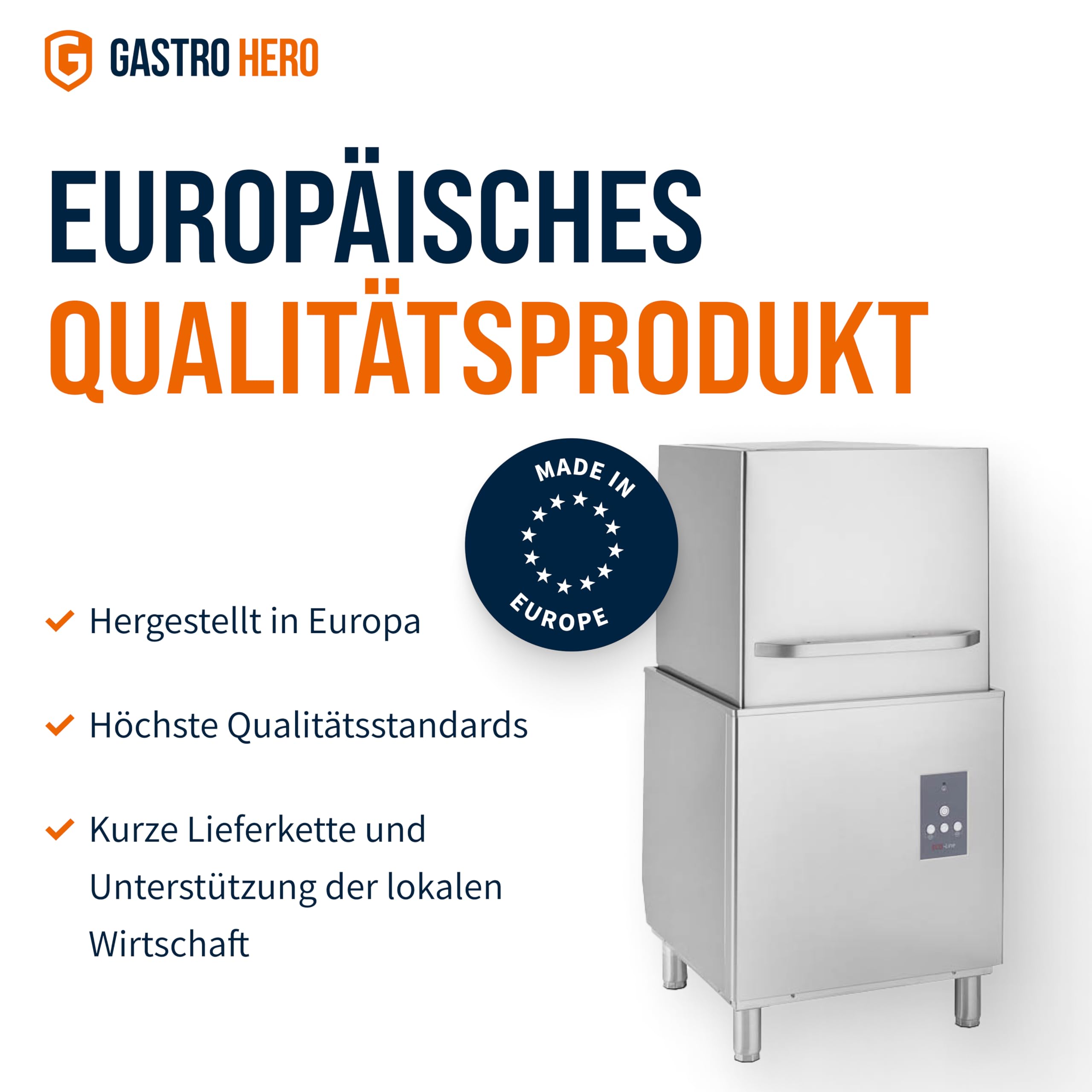 GastroHero Haubenspülmaschine Ecoline 54 SL 400 V, Haubenspülmaschine Gastro, Gastro Spülmaschine, Gastronomiebedarf, Energiesparend, Schnellzyklus, Ideal für professionelle Küchen, Hygienegarantie
