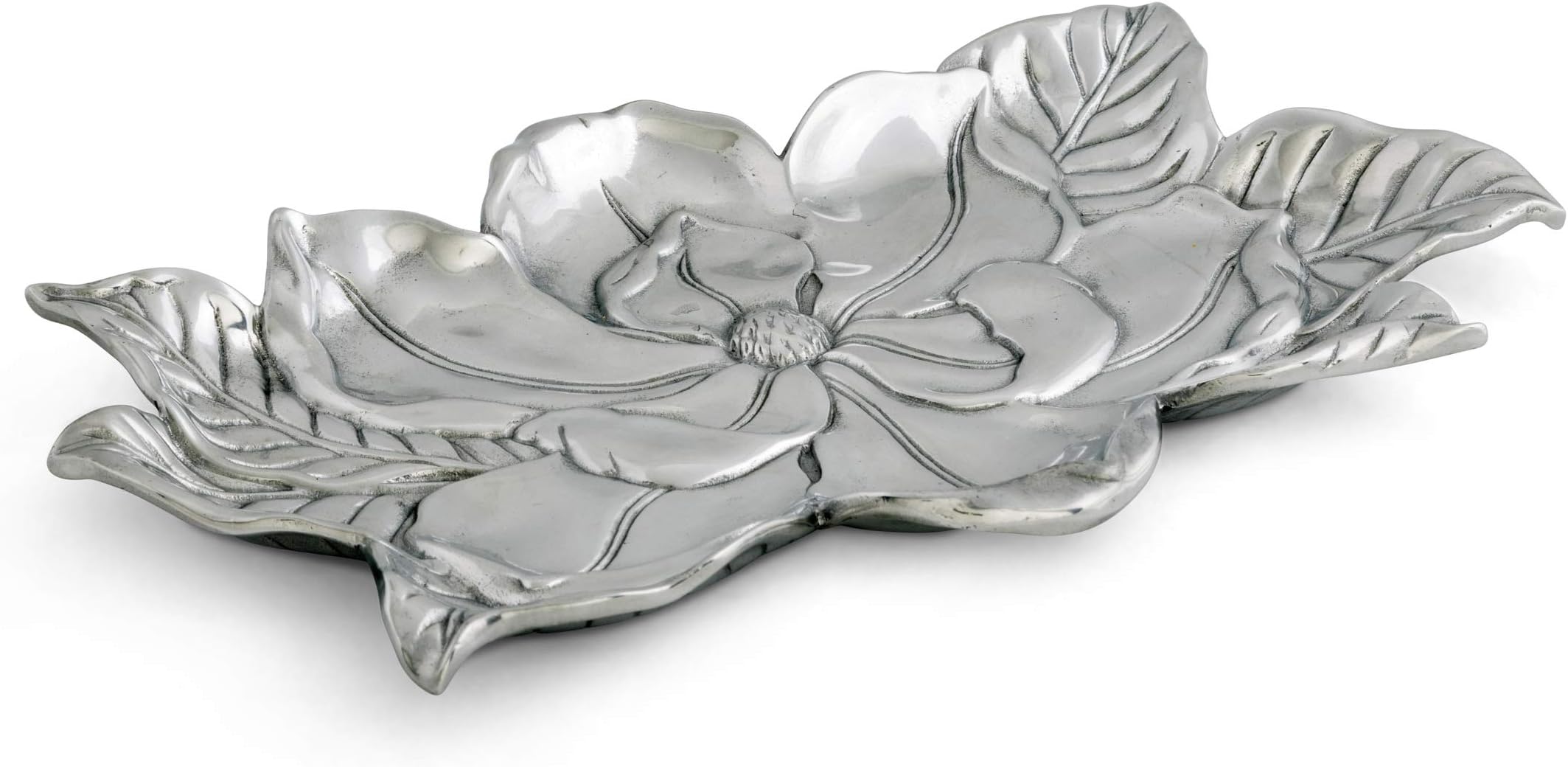 Arthur Court Aluminum Magnolia Flower Tray, 8 x 13.5 inch - Elegant Design, Durable for Serving and Display, Ideal for Southern or Rustic Themes