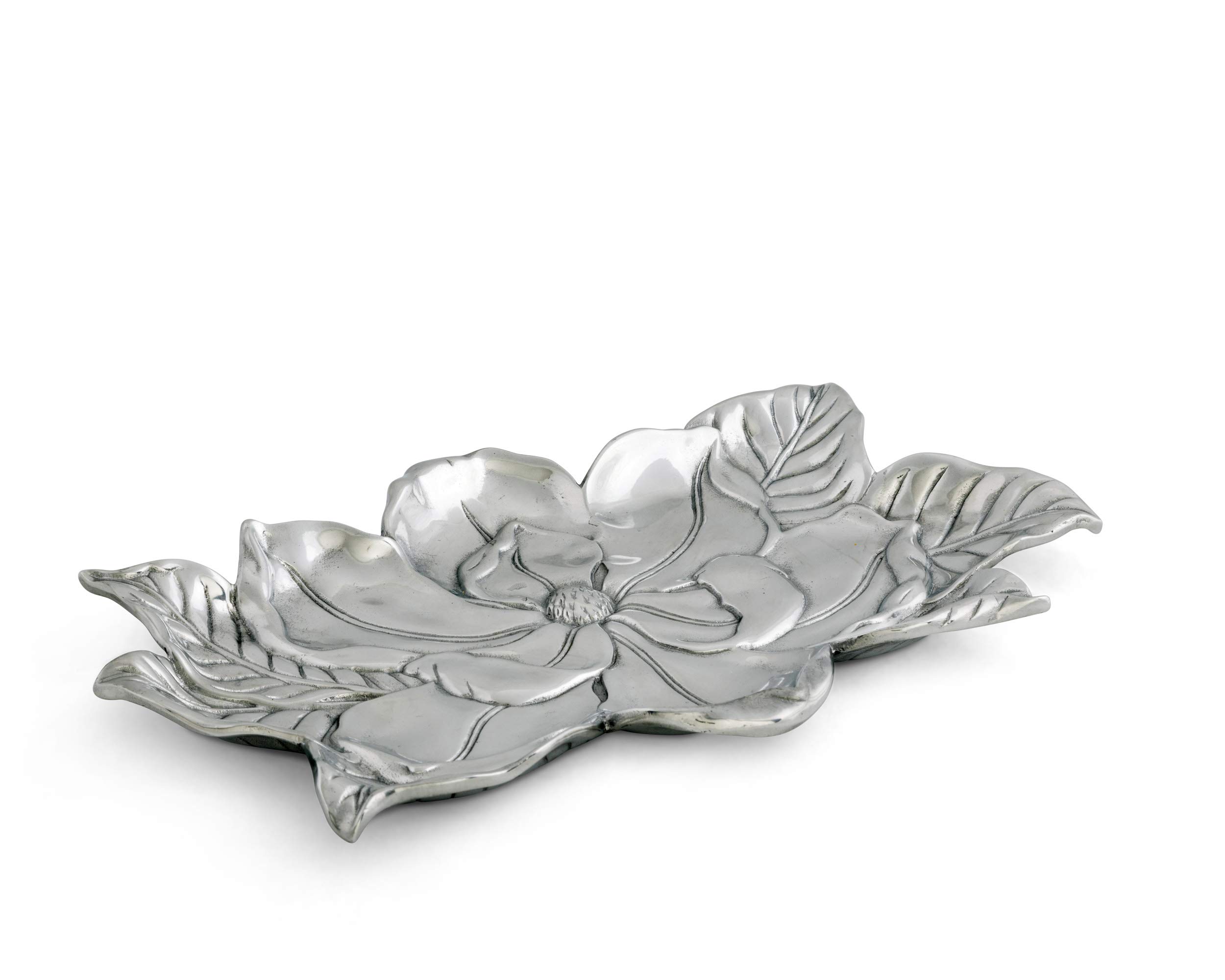 Aluminum Magnolia Flower Tray, 8 x 13.5 inch - Elegant Design, Durable for Serving and Display, Ideal for Southern or Rustic Themes
