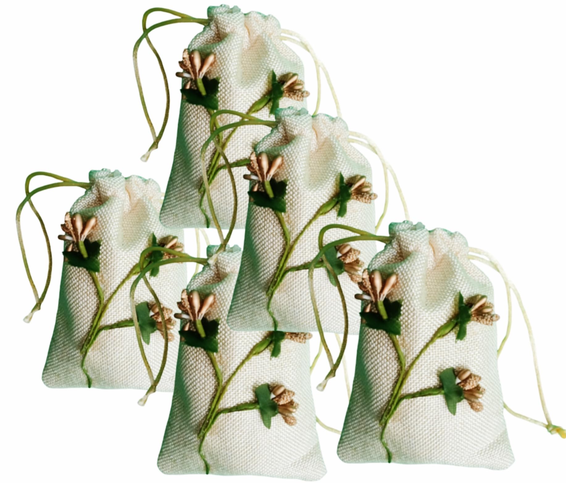 BERRYCRAVE Jute Linen Potli With GOLDEN POLLEN MOTIFF | Return Gifts Pouch | Wedding Gift | Jewellery | Ring | Shagun Coins | Drawstring Closure - 15 X 10 Cm - SET OF 5 (GOLDEN POLLEN B) (B0D7QNGTZX) Amazon Price History, Amazon Price Tracker