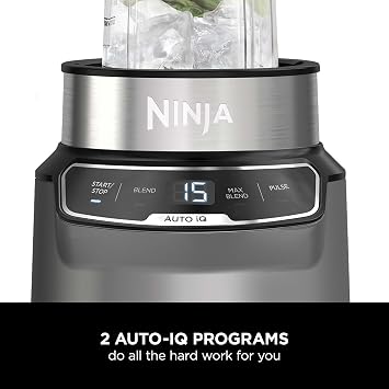Ninja Blender with Auto-iQ, Blend in Cup, One Touch Controls, Make Smoothies, Milkshakes & Frozen Treats, Dishwasher Safe Parts, Stainless Steel Blades, 1000W, 1 x 700ml Cup, Grey/Silver, BN500UK