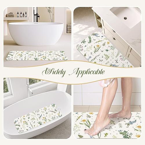 Miniatura 6 de SHUCHING Alfombra de baño para adultos antideslizante de 40 x 16 pulgadas, tapete de baño extra largo antideslizante, tapete de ducha para baño sin