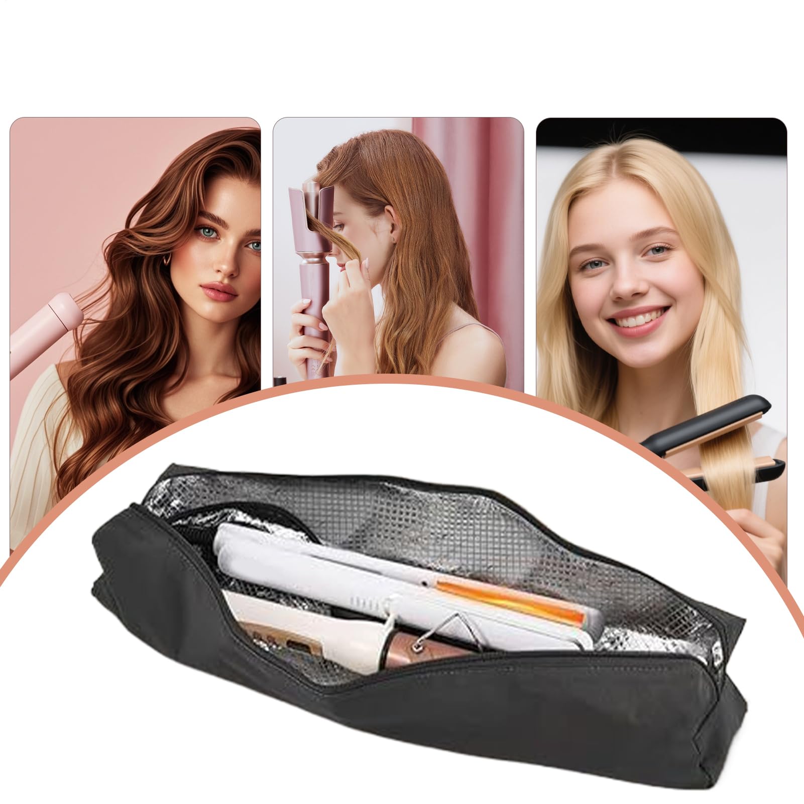 Estuche de viaje de plancha plana, organizador de alisador de pelo, bolsa de rizador resistente al calor para el lugar de trabajo, gimnasio, cepillo de viaje, cajón cosmético, tocador, equipaje, hogar