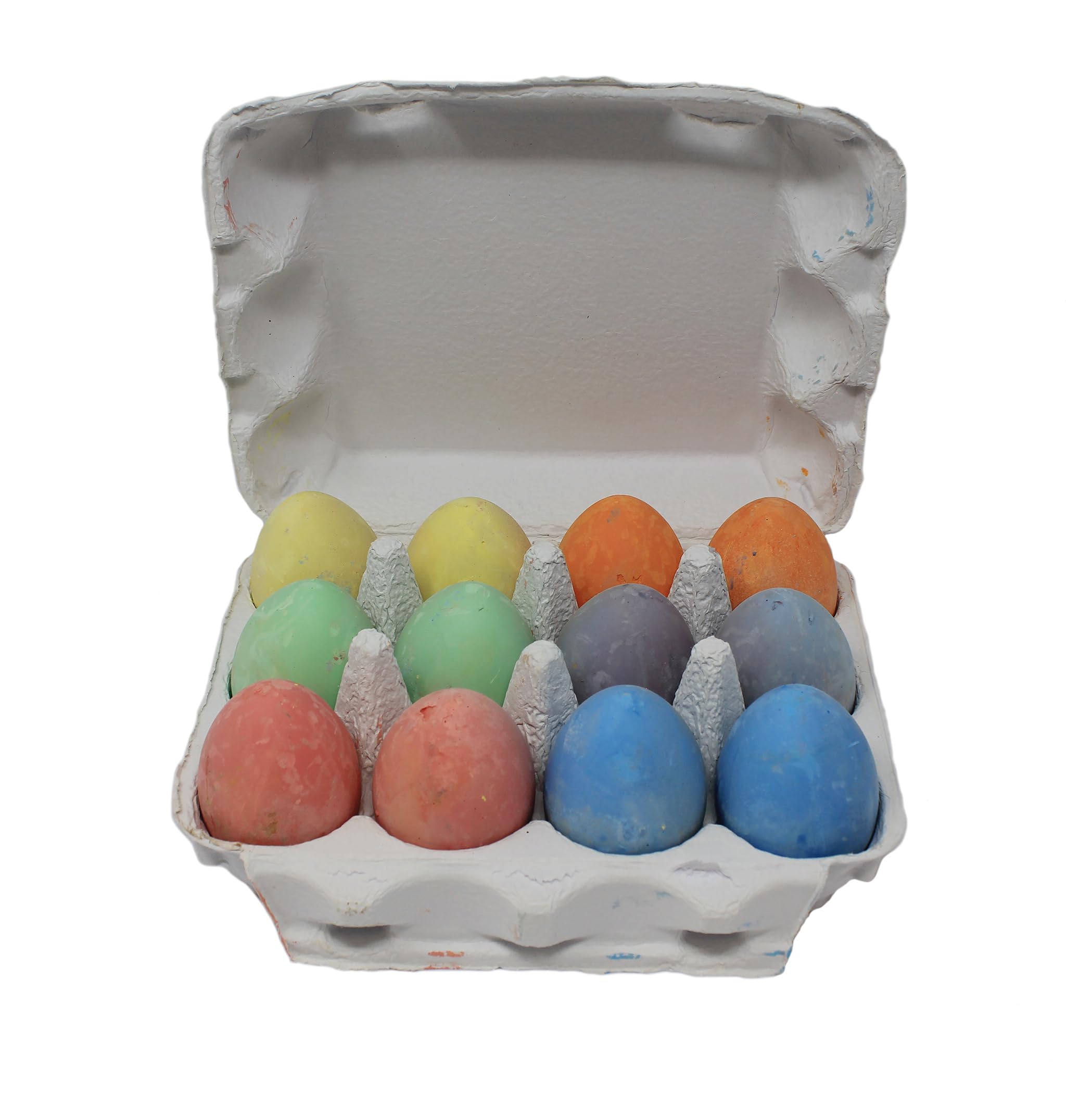 Bright Ideas PK12 7cm Egg Shaped Chalks, Bright Coloured Playground Chalk for Children, Bright Washable Sidewalk, Pavement, Blackboard Chalk 6 Assorted Colours. BI7981(12).