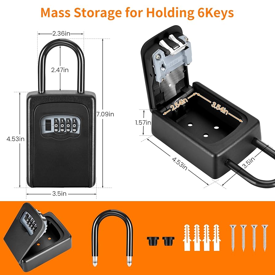 AUNT STELLA’S キーボックス Amazon.com : Portable Key Lock Box, Upgrade Clearly Visible