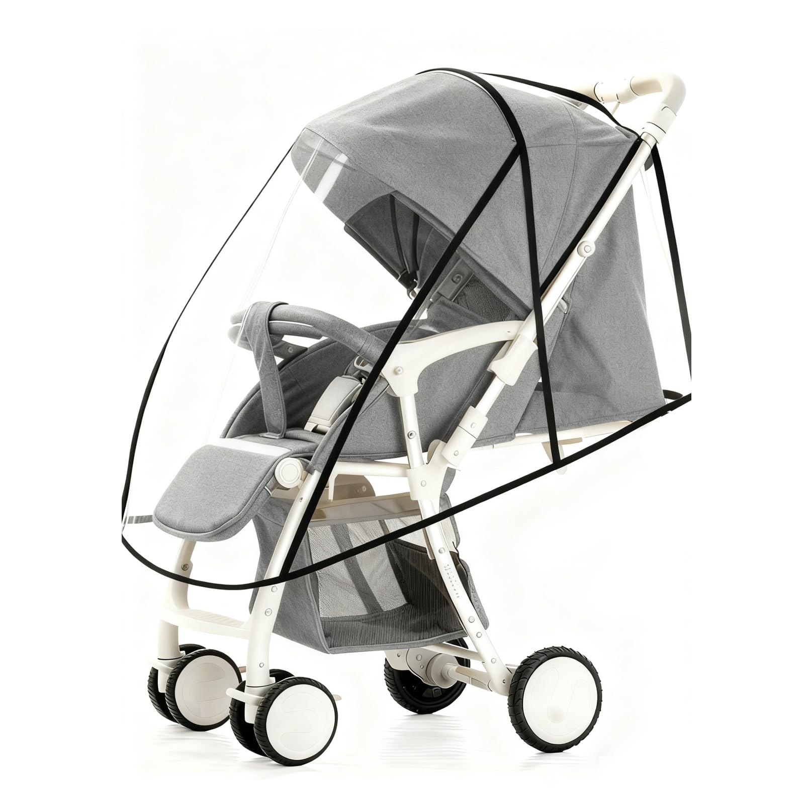 Universal Rain Cover for Pushchair Rain Cover for Pram with Clear EVA Protective Design Lightweight Stroller Cover for All Season Weather Shielding Universal Pram Rain Cover for Daily Outdoor Travel