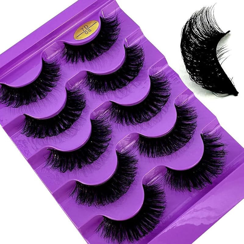 Cílios postiços HBZGTLAD estilo cat eye D Curl 3D, modelo 7D-08, pacote com 5 pares