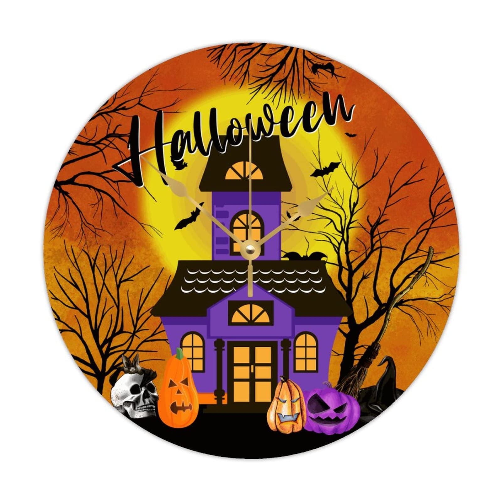 Horloge Halloween château en bois : le cadeau vintage idéal pour décorer la cuisine