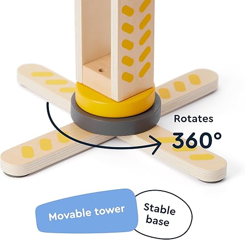 Miniatura 4 de Juego de madera Crane Command Fleet, juego de 18 piezas para niños pequeños de 3 a 5 años, 8 vehículos, suspiros de carretera, madera no tóxica,