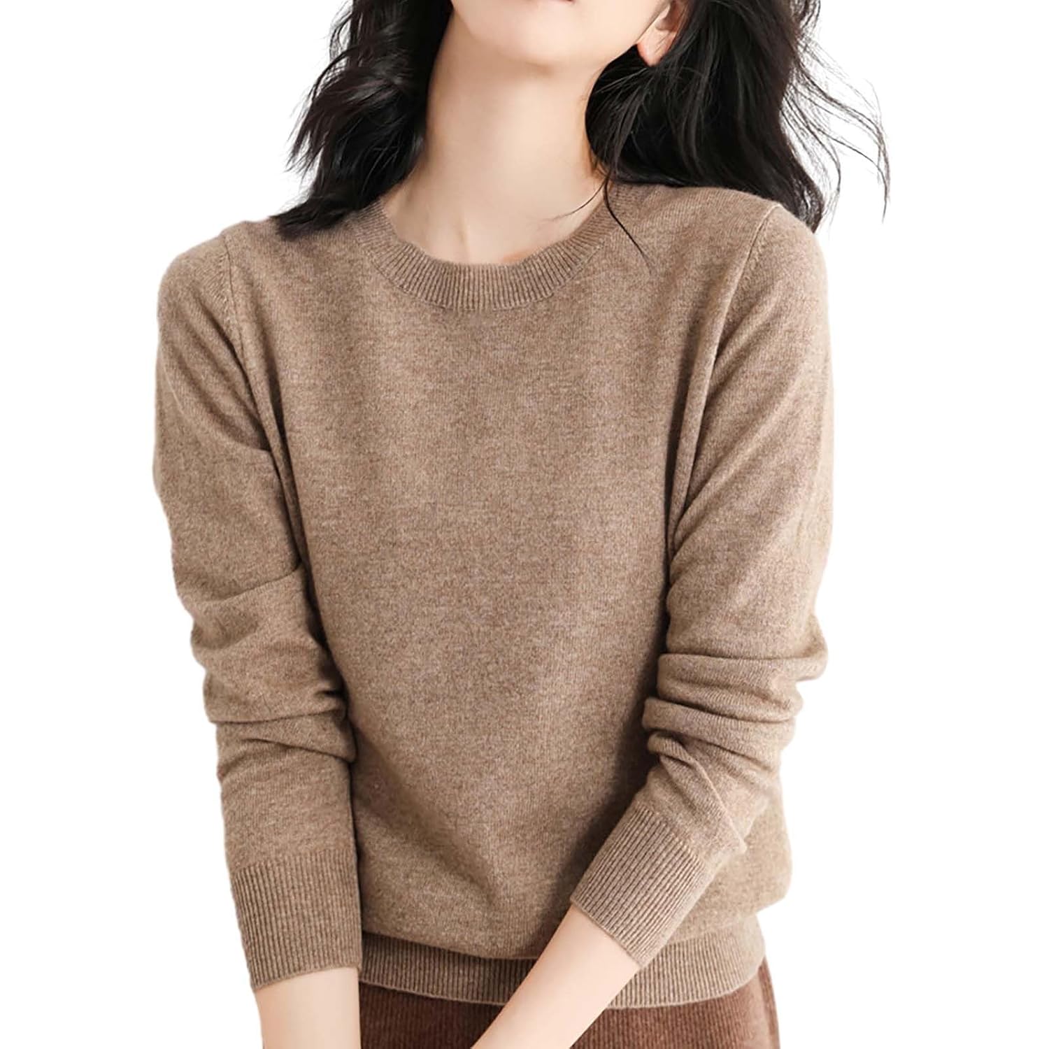 Cashmere Crewneck Sweaters for Women Oversized Fall Winter Outfits Long Sleeve Soft Dressy Clothes Casual Pullover