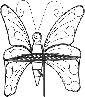 HAVENLYYOUTH Butterfly Shaped Outdoor Garden Bench - Sturdy Black Metal Frame, Rust-Proof, 220lb Capacity for Patio Yard Balcony