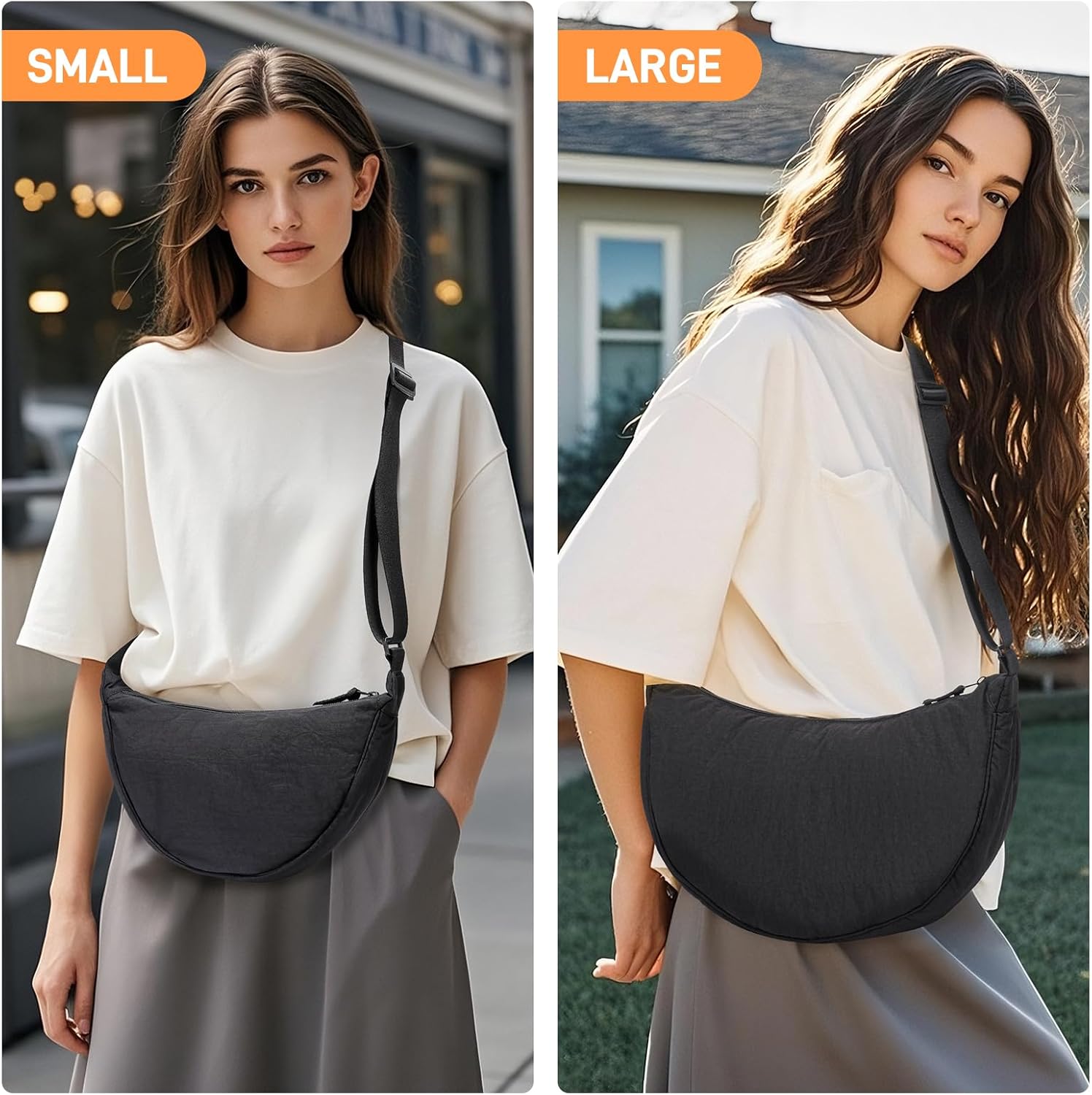 YIKOEE Crescent Bag for Women Men Small Sling Crossbody Bag with Half Moon Shape - Image 2