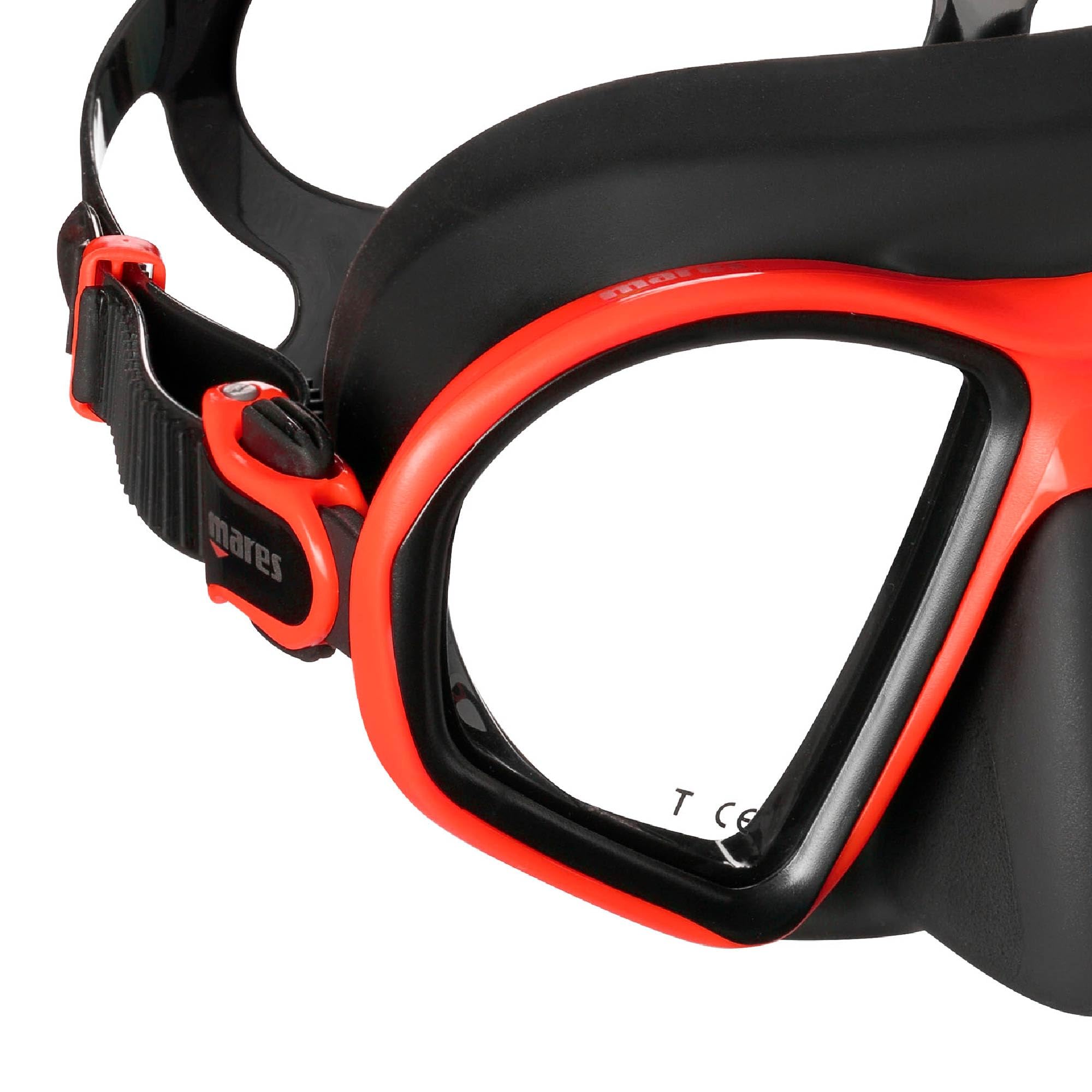 Mares Sealhoutte Mask for Diving and Snorkeling - Lightweight Double Lens Silicone Mask with Nose Cover, Black/Red