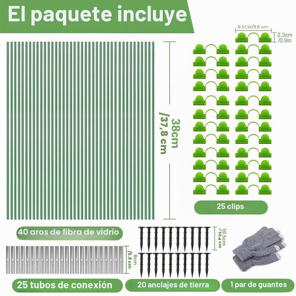 Aros Invernadero 40 Piezas,Túnel para Túnel de Jardín,Aros de Invernadero para Tunel,Túnel para Plantas,Para vivero,Para la Siembra de Plántulas,El Cultivo de Verduras, la Protección de Plantas