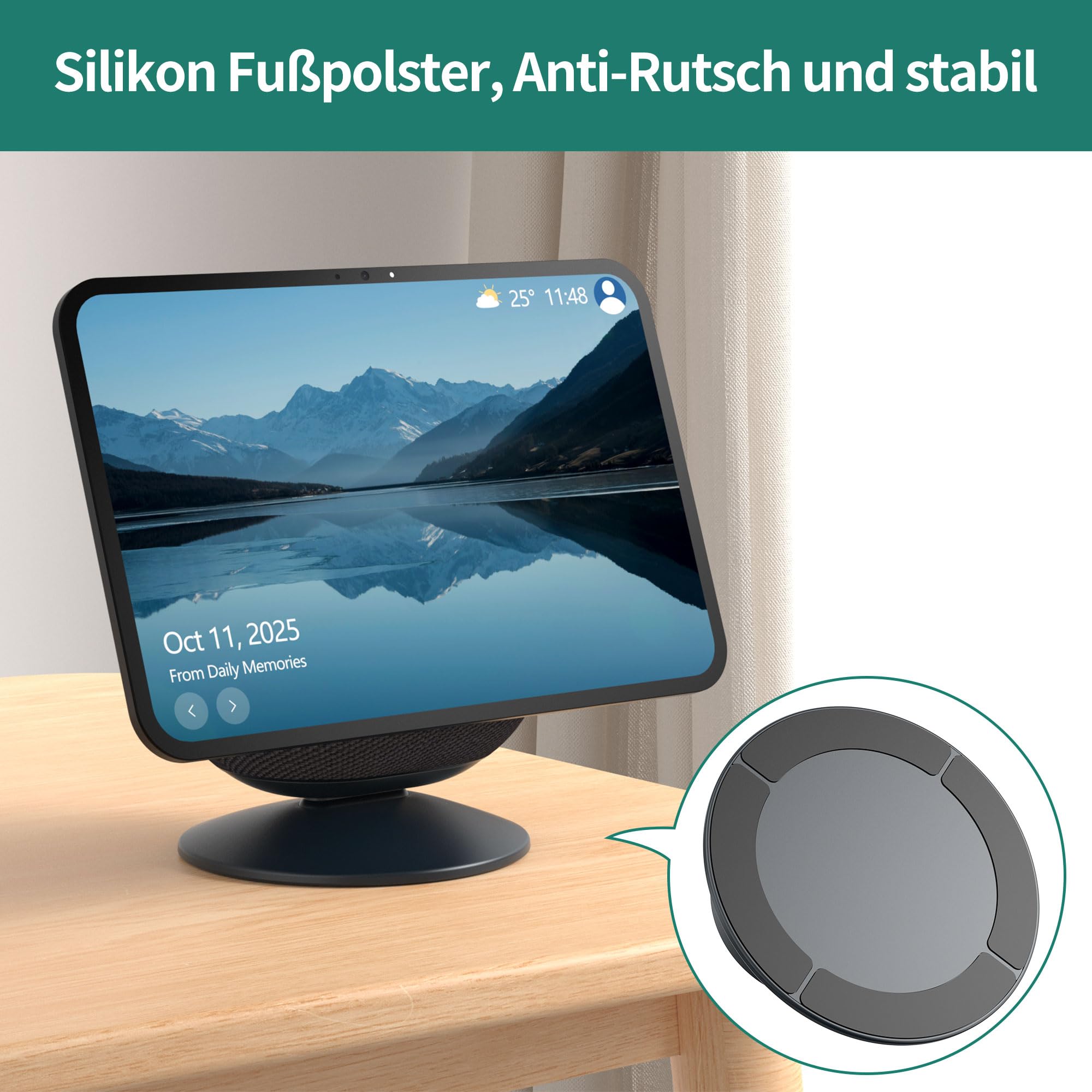 HomeMount Verstellbarer Ständer für Show 11/8 (Version 2025) – Tisch Display-Halter mit Neigung und Magnetbasis, kompatibel mit iPhone 12 für Zuhause & Büro (Graphit)