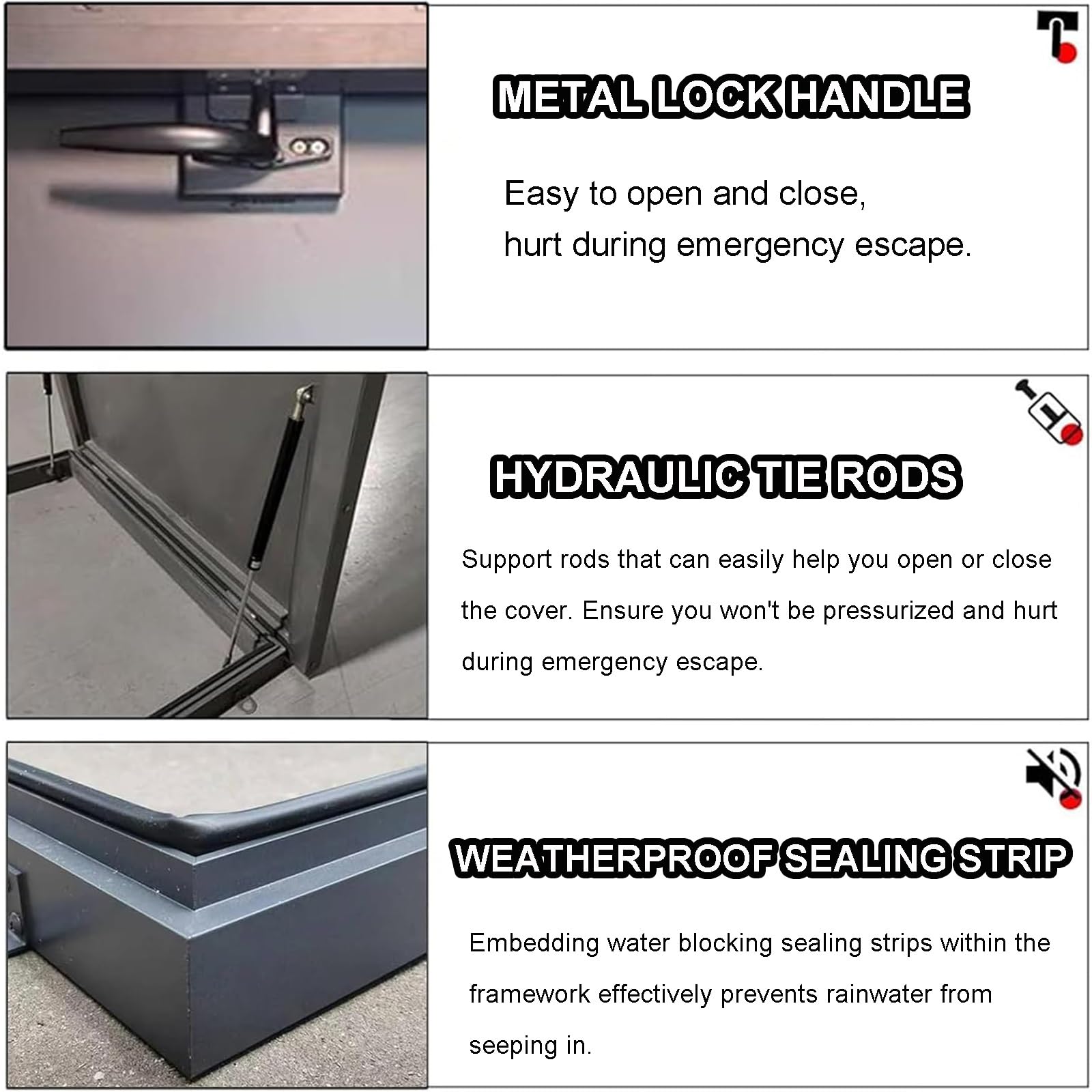 Klapa wejściowa z cynkowo-aluminiowym drążkiem nośnym do piwnic strychów do przechowywania 55 x 55 cm łatwy dostęp solidne drzwi wejściowe