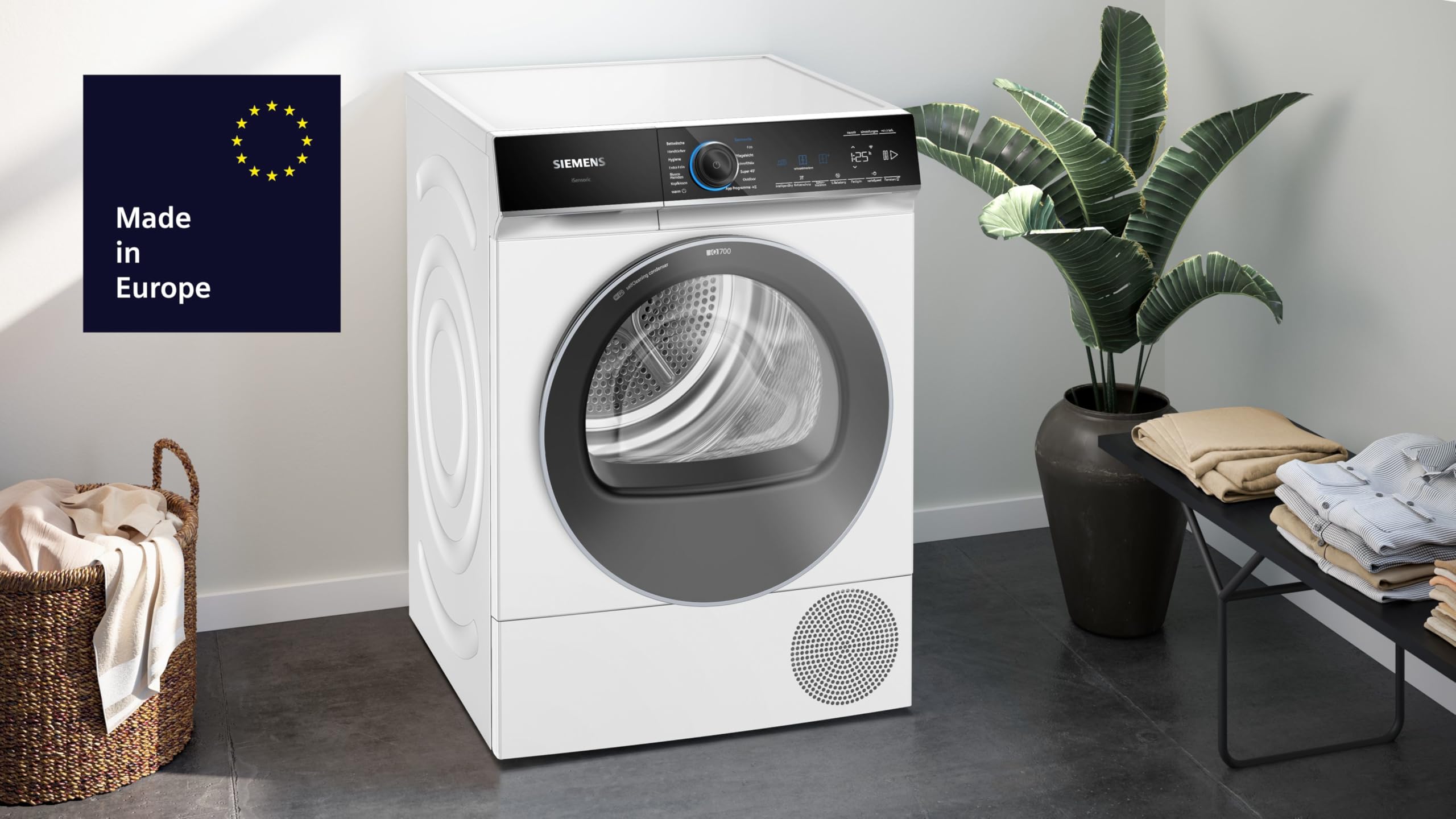 Siemens iQ700 Smarter Wärmepumpentrockner 9 kg extrem leise WQ46B2D41 | Extrem leise, varioSpeed, halbe Beladung, Knitterschutz, autoDry, Home Connect, selbstreinigender Kondensator