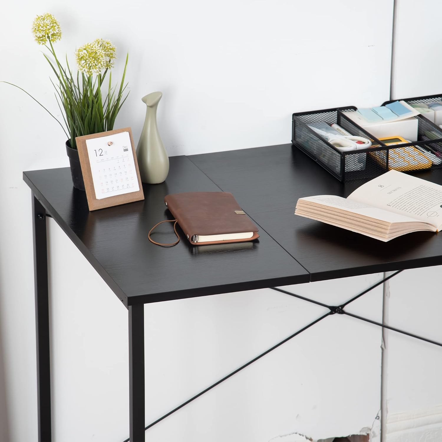 シンプルデスク 2個セット ブラック 木製 ワークデスク 2個セット