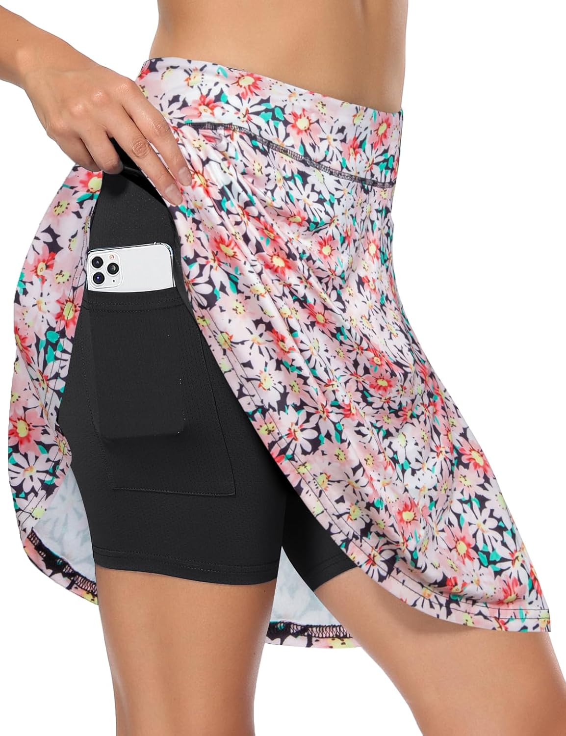 Fulbelle Golf Skorts Skirts for Women with 3 Pockets 20" Knee Length High Waisted Skorts