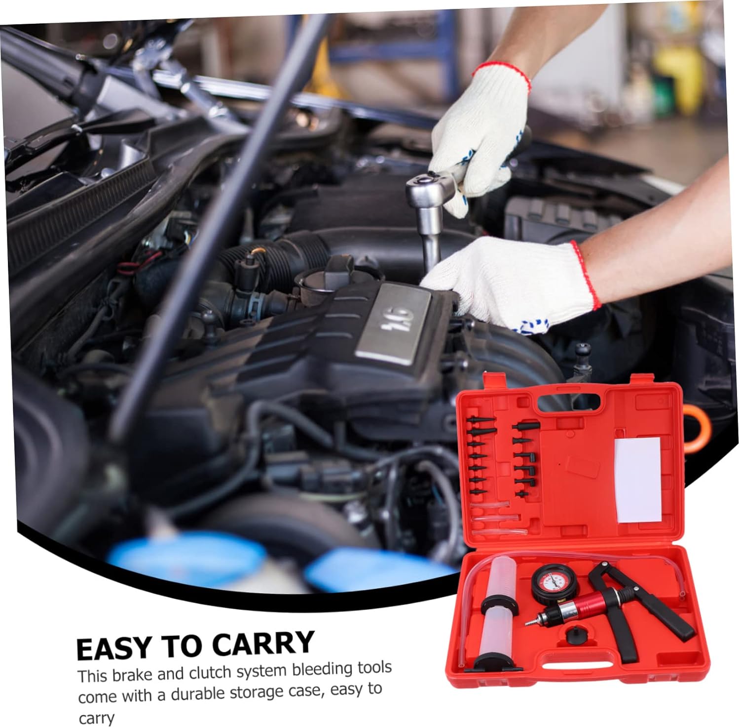 OUNONA 1set Multi-Function Car Brake Bleeder Tool Kit Handheld Vacuum Pressure Pump for Fluid Bleeding Storage Case