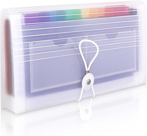 SKYDUE Soporte organizador de cupones de recibos, organizador de archivos de acordeón pequeño de 13 bolsillos, carpeta de archivos expandible para