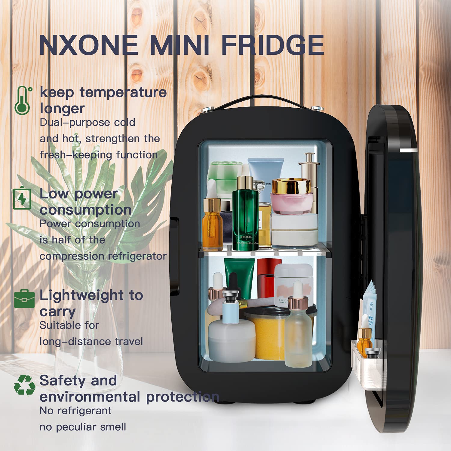 Nxone Mini Fridge, 6 Litres Cooler and Warmer Compact Refrigerator with AC/DC Power, 12V