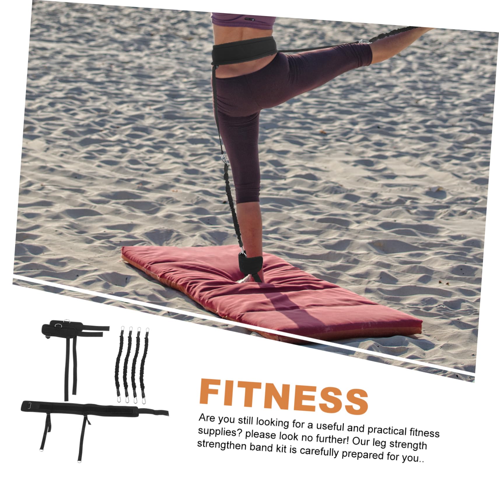 Set di Bande Elastiche di Resistenza Fitness per Allenamento | Cavigliere da Allenamento Portatili, Tessuto a Griglia Nero, per Casa e Vacanza