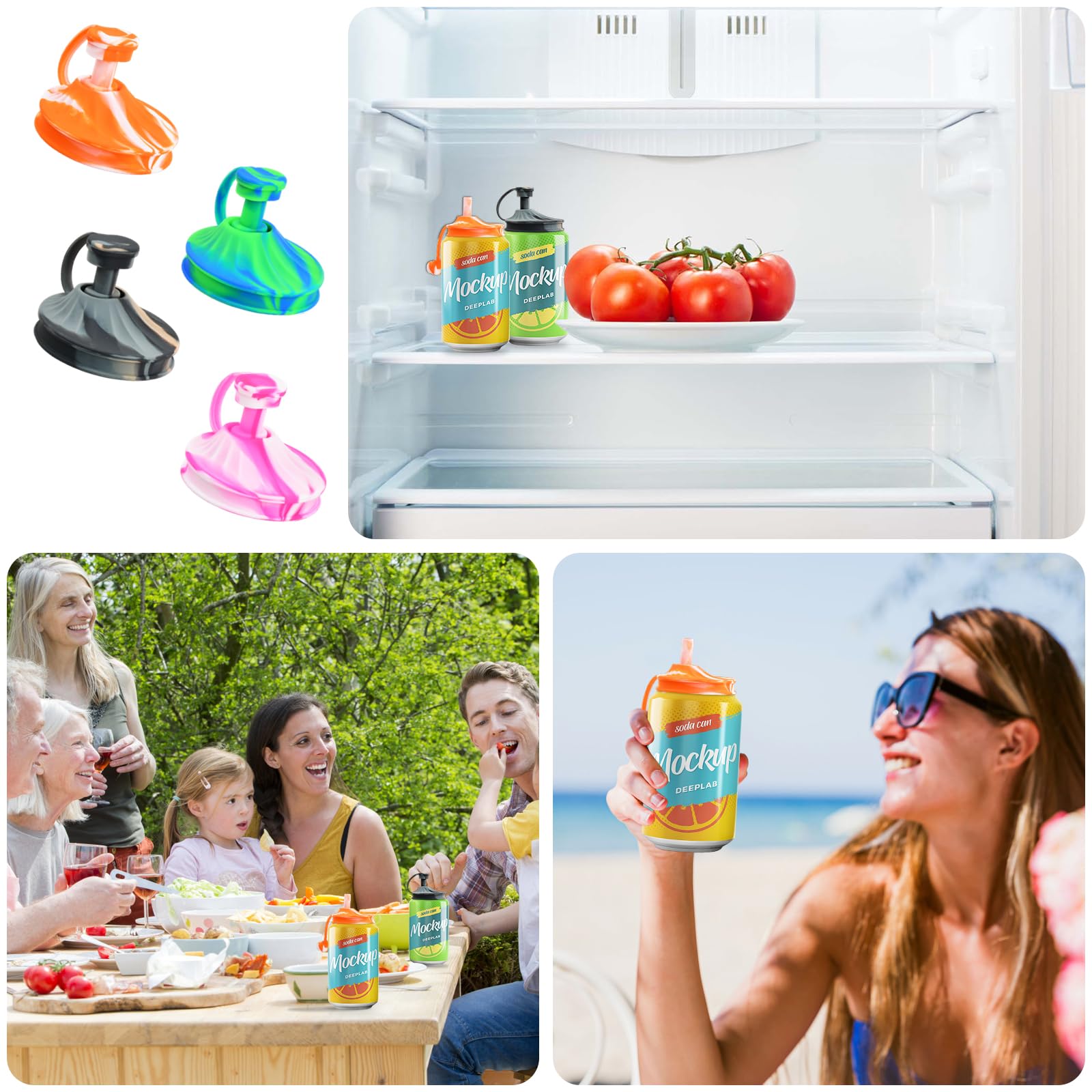 Coperchi Per Lattine Con Cannuccia - 4 Pezzi Antiperdita, Riutilizzabili Per Coca Cola, Acqua E Bibite - Foto 2