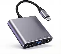 Adaptador USB-C 3 em 1 - HDMI 4K, USB 3.0 e USB-C Tipo C (PD) – Dock Hub para TV, Celular, Switch e Notebook | OTG
