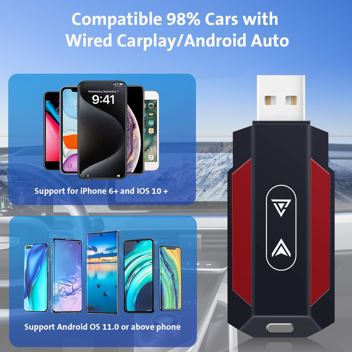Draadloze CarPlay & Android Auto Adapter - Luxe Aluminium 2-in-1 Dongle