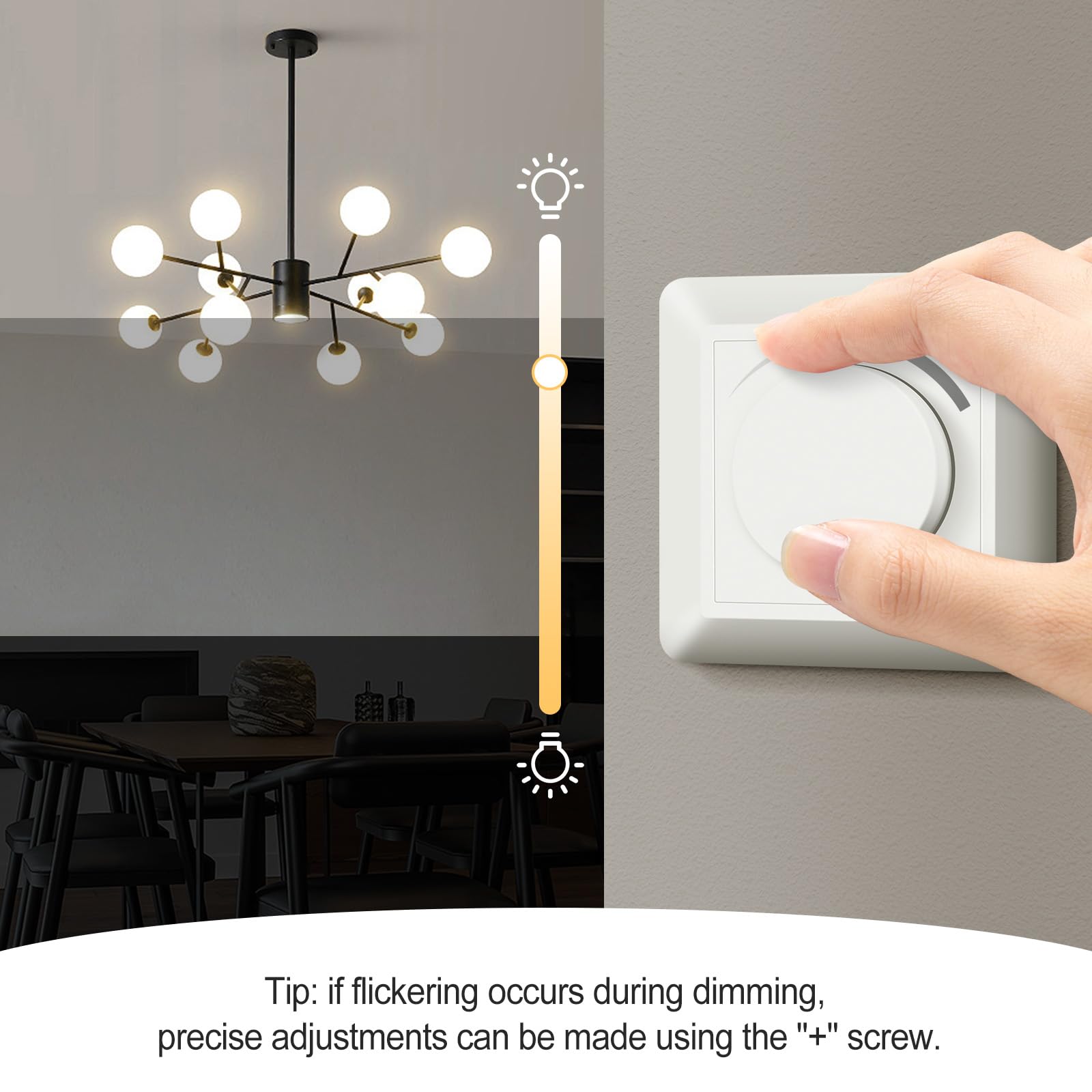 Dimmer LED 220V-240V, interruptor para bombillas LED regulables 5W-200W, protección segura, sin ruido, crema