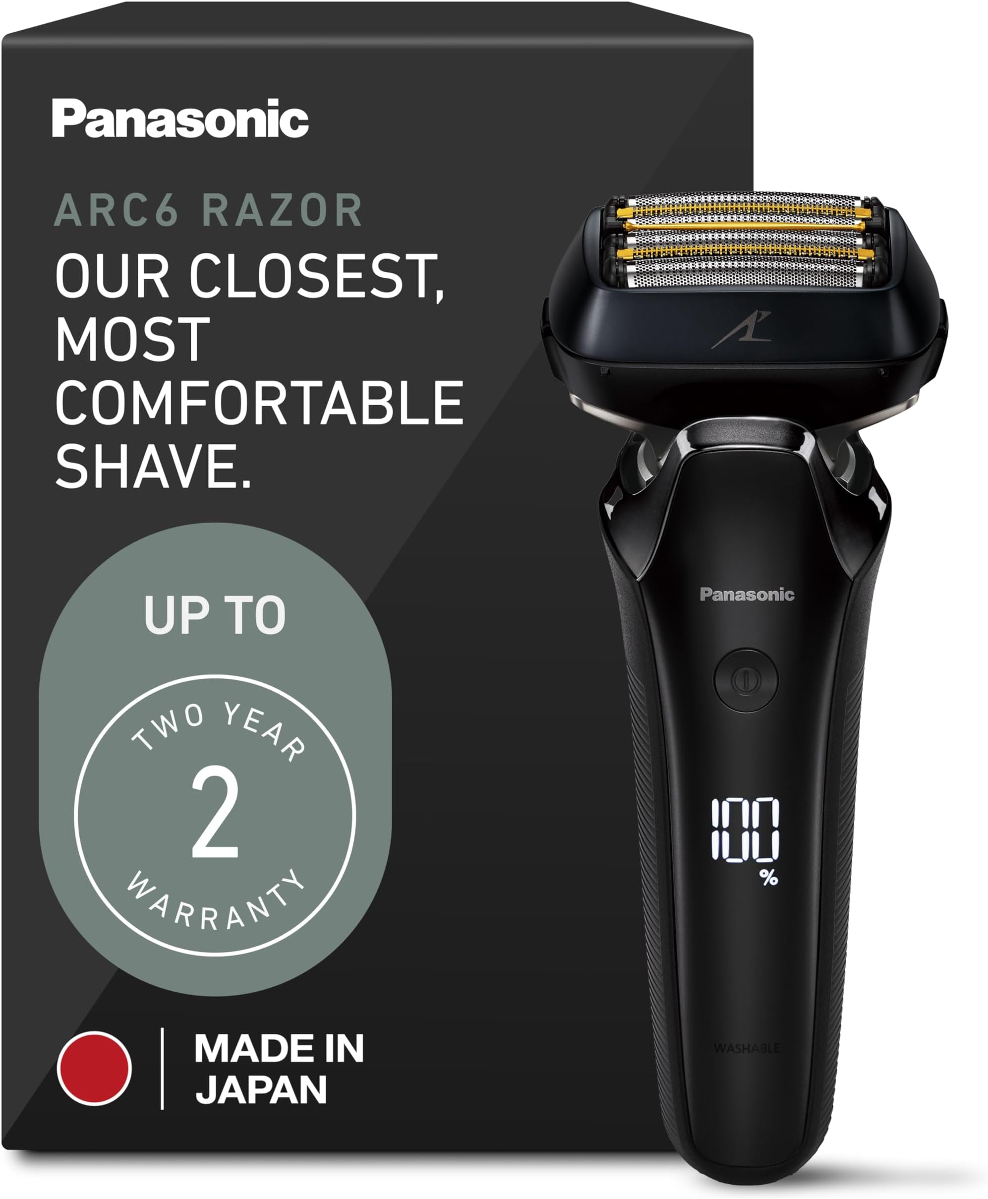ARC6 Electric Razor for Men Face, Wet & Dry Shavers for Men with Foil Shaver, Pop-up Trimmer, Ultra-Fast 6-Blade, Smart Shave Sensor, 22D Flexible Pivoting Head - ES-LS8A-K (Black)