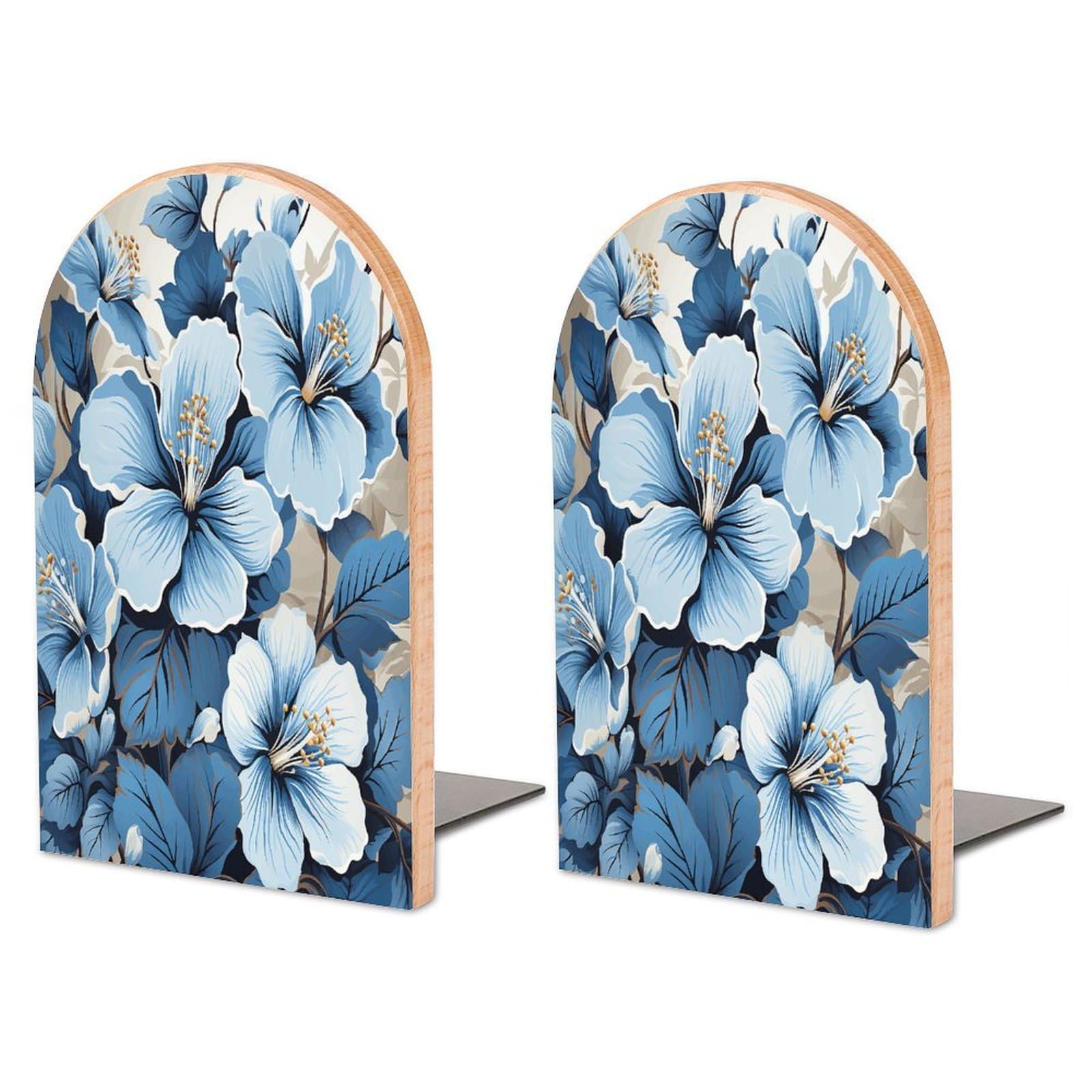 Sujetalibros de flores de hibisco azul para decorar salones, despachos y estanterías infantiles