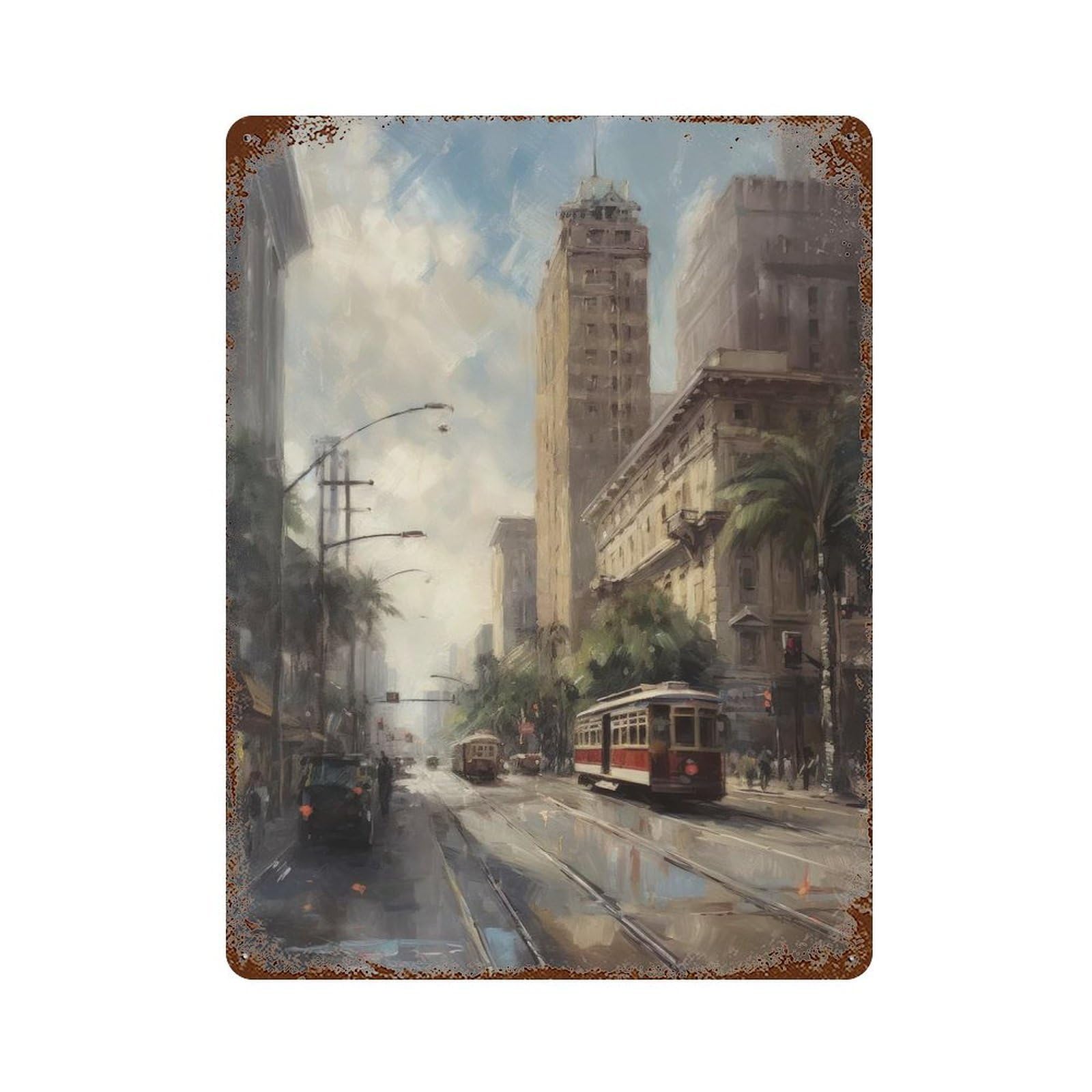Los Angeles Beauty USA Rusty Metal Tin Sign 15.7"x11.8", for Shed, Workshop And Garage Wall Decor, Shabby Chic Decor