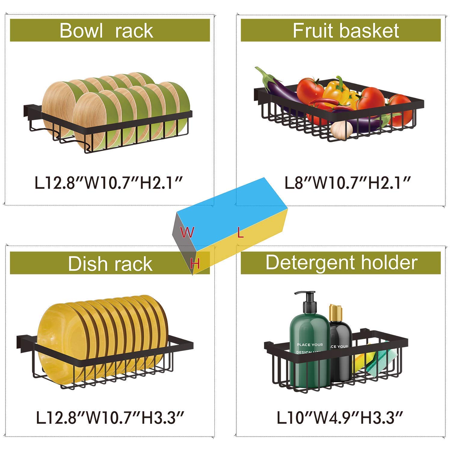 Dish Drainer Rack Holder Black Stainless Steel Kitchen Rack Sink Sink