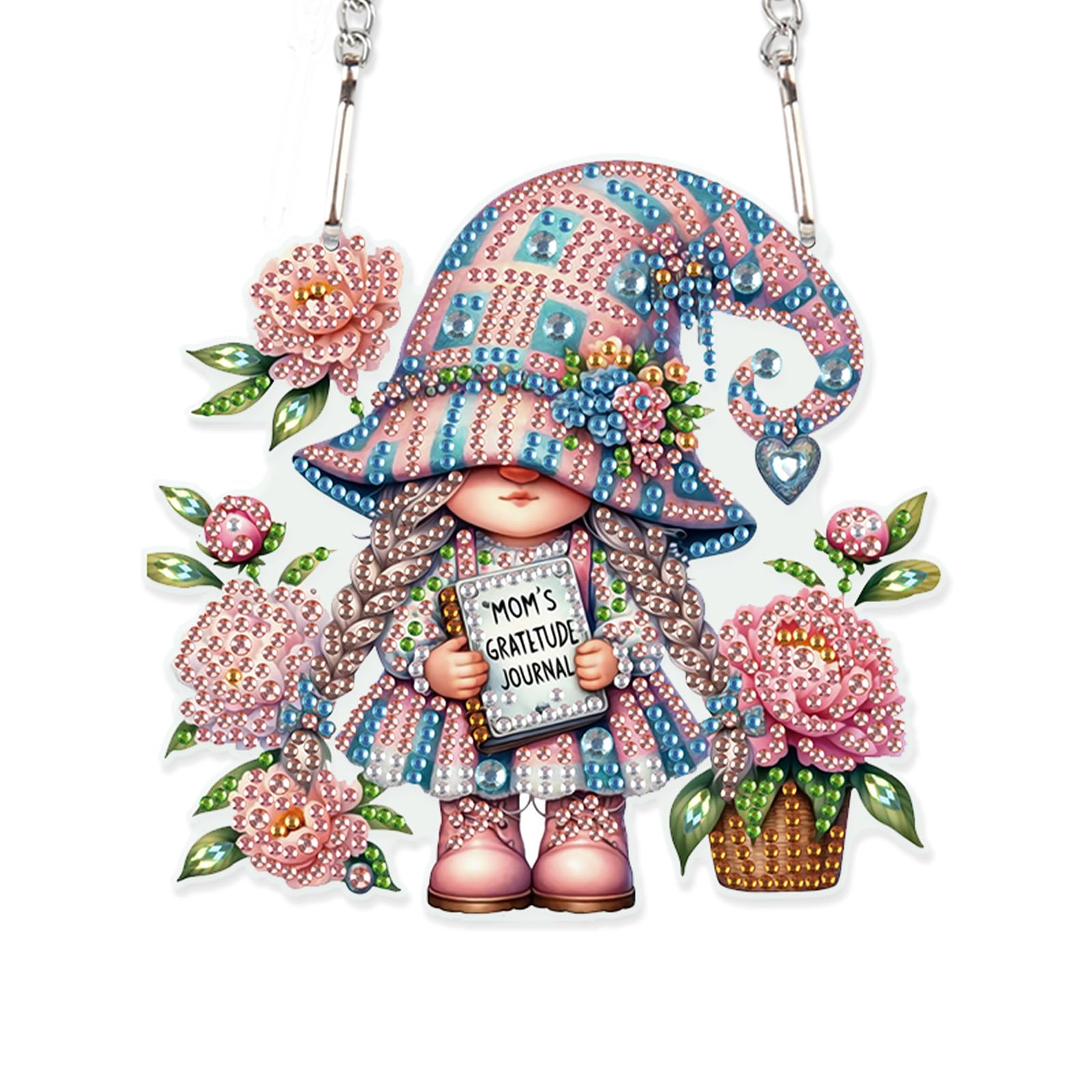 AiYuanzsh Diamond Art Hanging Kits for Adults, Cute Girl DIY Crystal Rhinestone Painting Wreath Kits, Colored Point Crystal Diamond Art Window Pendants Home Garden Wall Door Birthday Festival Gifts