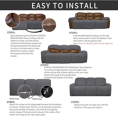 Miniatura 586 de Funda elástica para sofá reclinable de fácil colocación, Tela mezcla de poliéster Algodón, Arena