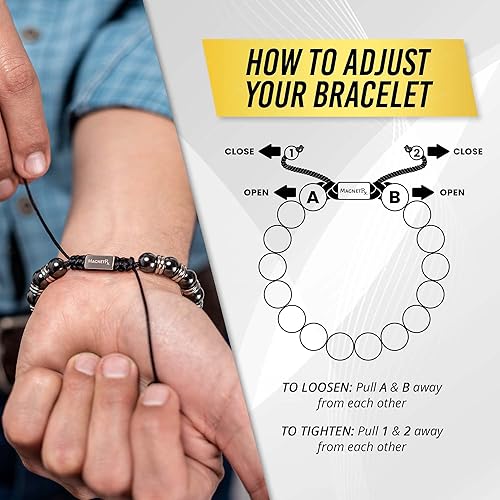 Miniatura 7 de MagnetRX Pulsera magnética de hematita, piedras magnéticas de máxima fuerza, pulseras magnéticas con cuentas para hombres y mujeres (cuentas de
