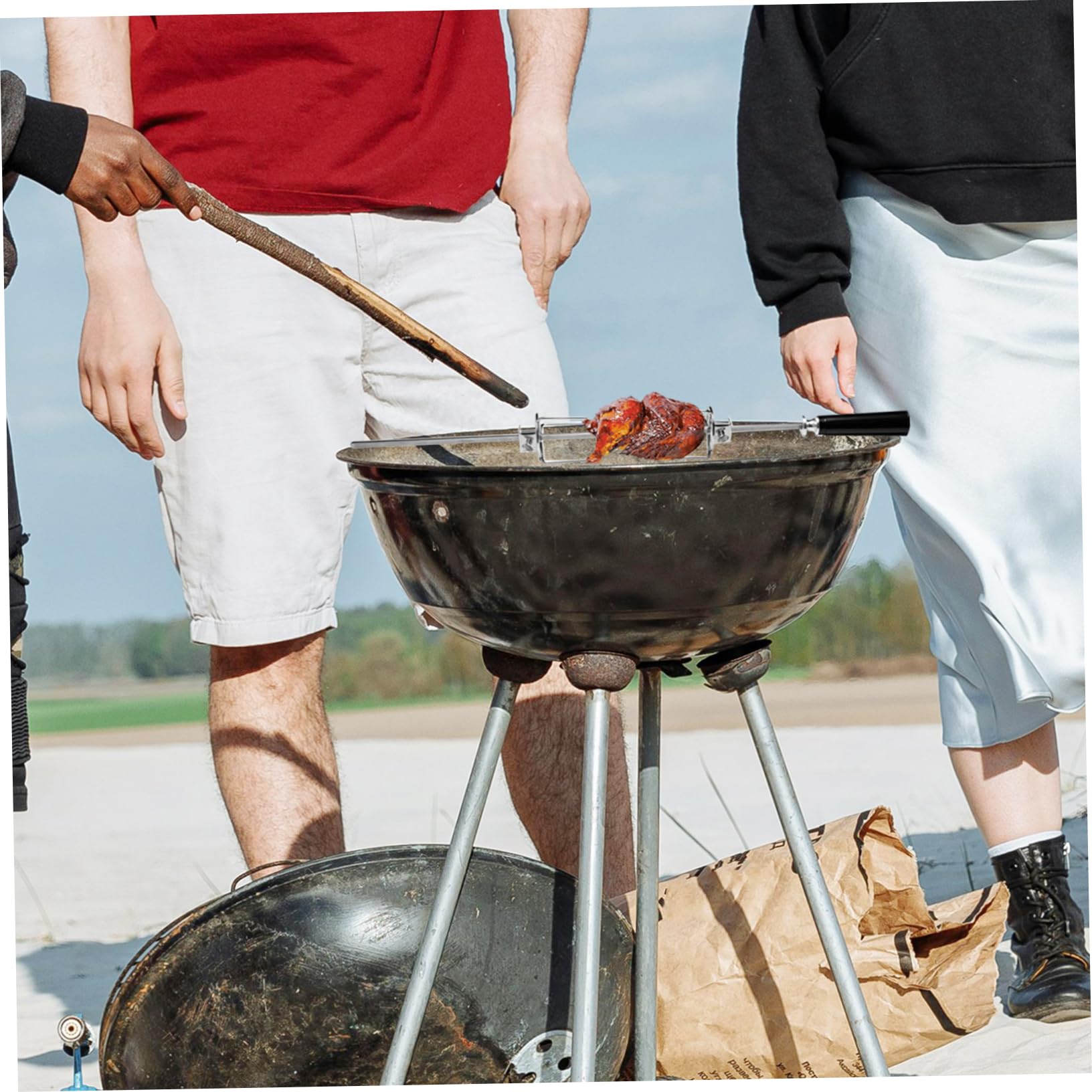 HANABASS 6pezzi Forchette Rotanti Per Arrosto Bbq Inossidabile Per Pollame e Utensili Versatili Per Grigliate e Friggitrice Ad Facili Usare e Pratiche Per e Picnic