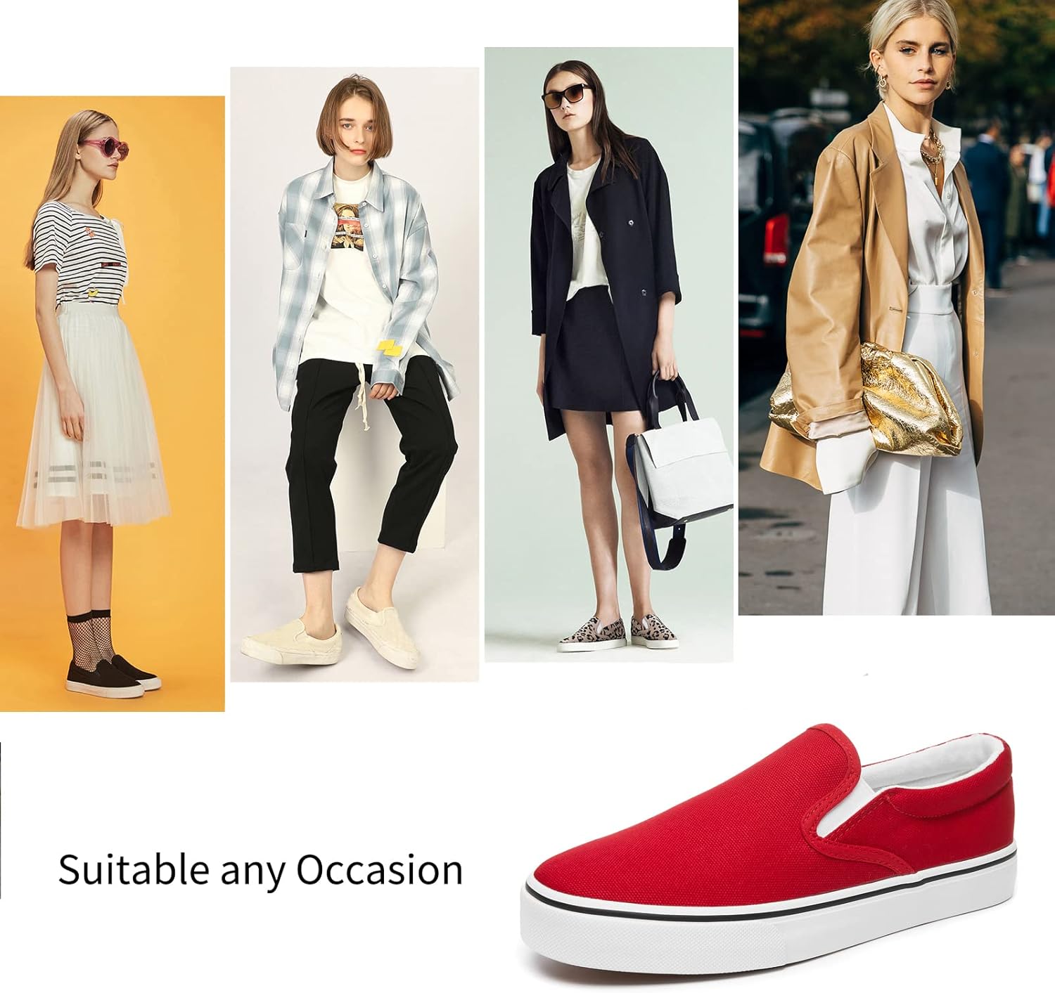 Women's Slip on Shoes Canvas Sneakers Loafers Non Slip Shoes Low Top Casual Shoes - Image 2