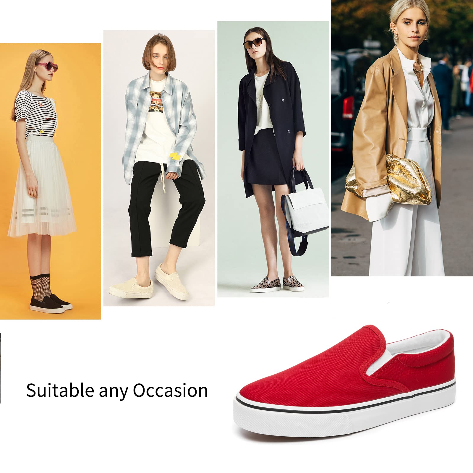 Women's Canvas Slip-On Sneakers with Non-Slip Rubber Soles