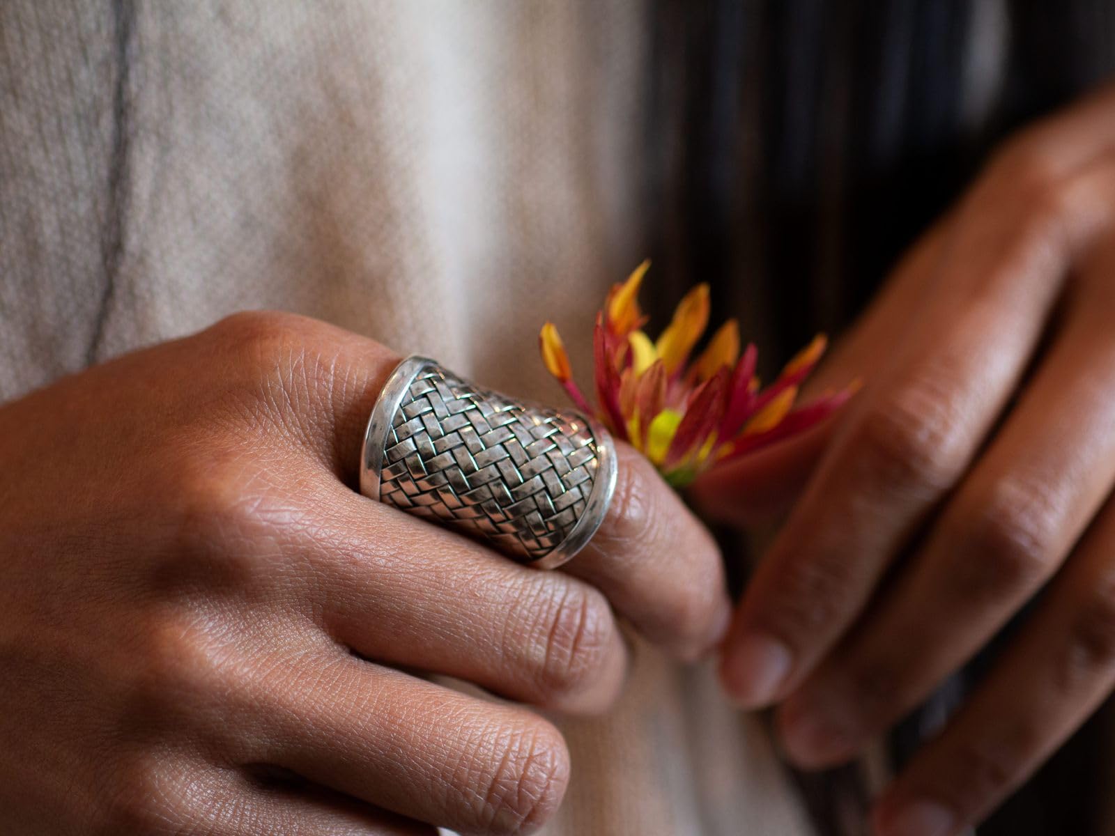 Fly Style Breiter Damen Ring aus 925 Sterling Silber - Geflochten Antik Vintage Design - Exklusive Ringe - Frauen Schmuck