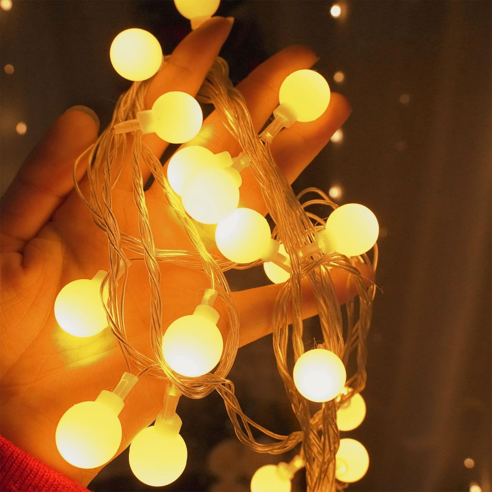 ENLACE Łańcuch świetlny do wnętrz, 6 m, 40 diod LED, ciepła biel, zasilanie USB, łańcuch świetlny na wesele, imprezę, Boże Narodzenie, balkon, kemping, do użytku wewnątrz i na zewnątrz