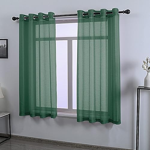 Miniatura 2 de DONREN 2 paneles de cortina de gasa semitransparentes texturizados para ventana de cocina, pequeñas ventanas cortas, cortinas suaves de lujo con