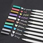 Metallic Marker Pens,Set of 10 Colors,Metallic Color Painting Pen for Birthday Greeting Gift Valentine's Day Cards Thank You Card DIY Scrapbook Photo